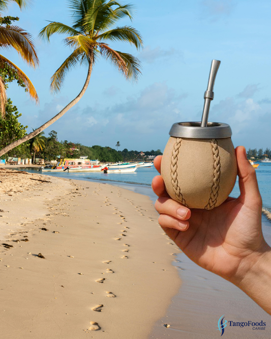 Mate de calabaza forrado en cuero crudo con bombilla