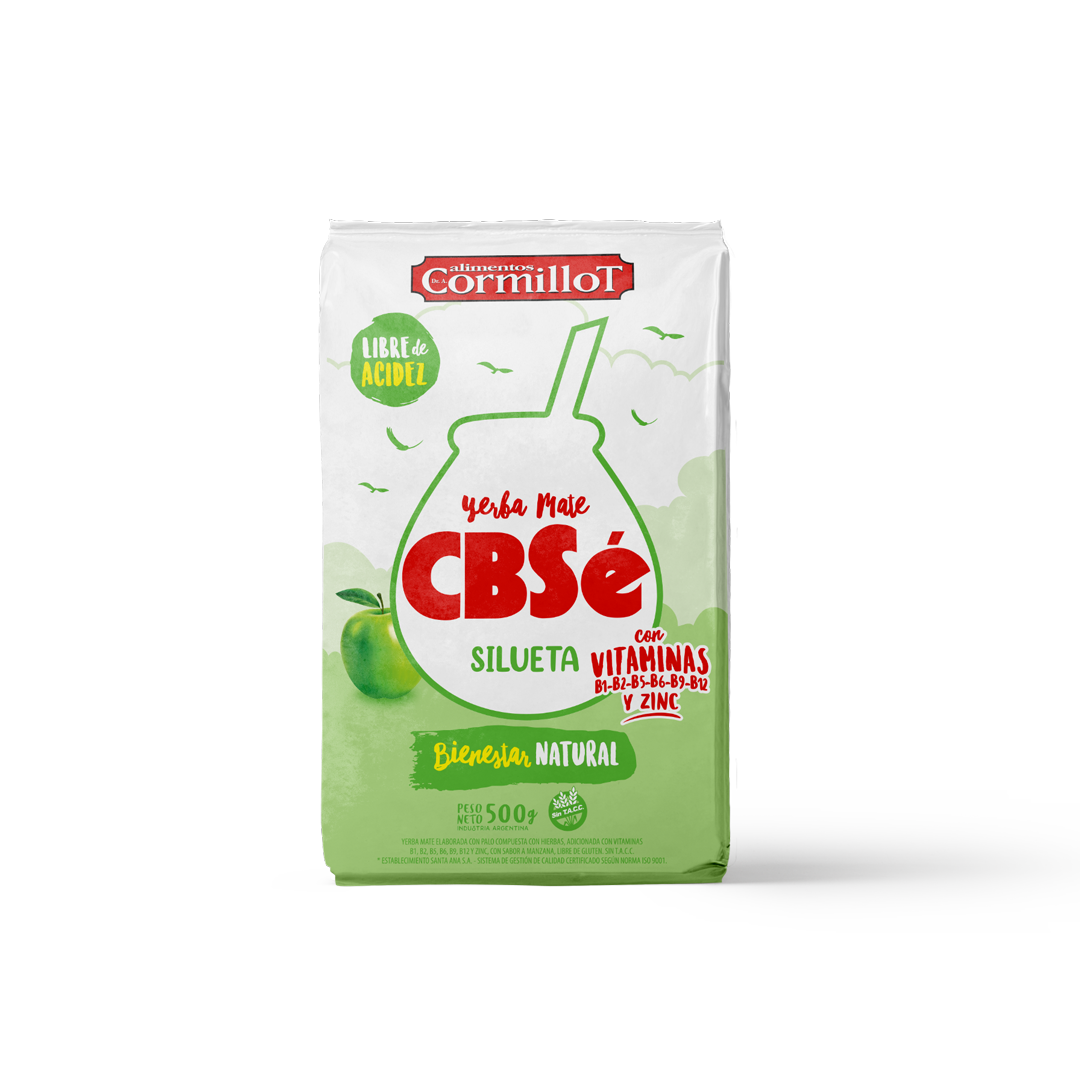 Frente paquete de yerba mate argentina marca CBSé silueta. Tango Foods Caribe 500g – Panamá