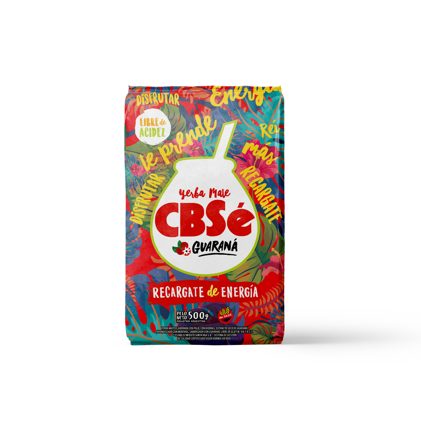 Frente paquete de yerba mate argentina marca CBSé sabor guaraná. Tango Foods Caribe 500g – Panamá