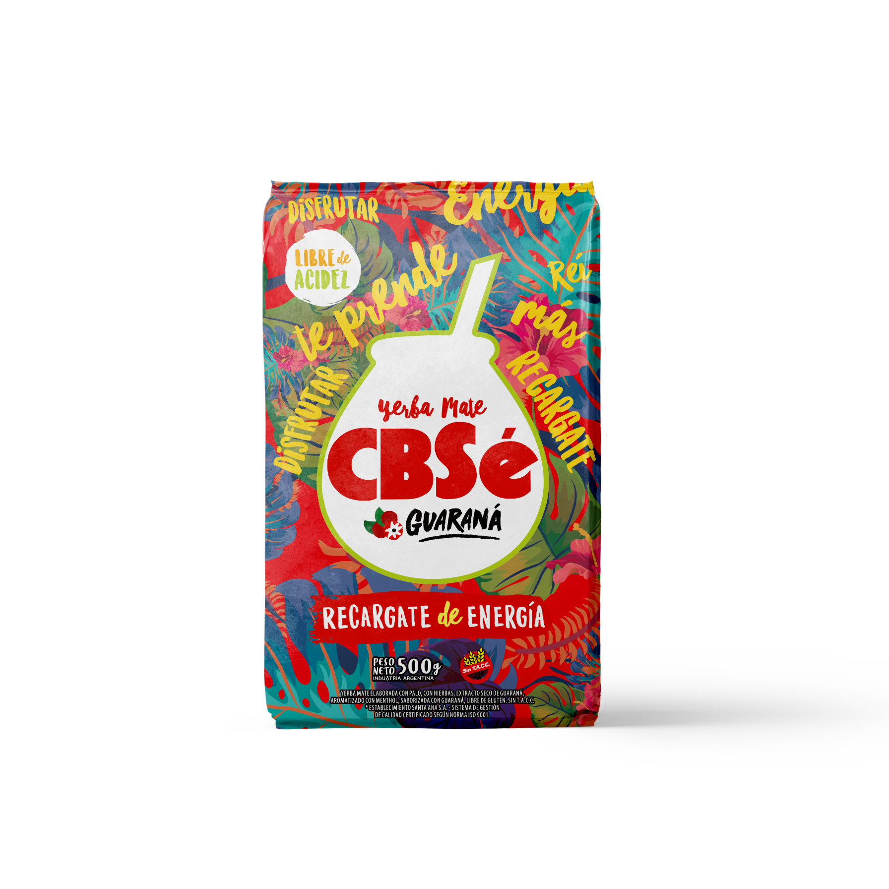 Frente paquete de yerba mate argentina marca CBSé sabor guaraná. Tango Foods Caribe 500g – Panamá