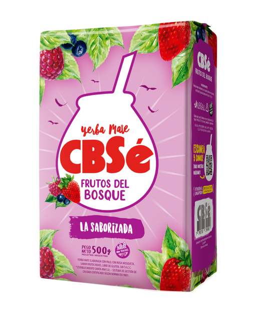 Paquete de yerba mate argentina marca CBSé sabor frutos del bosque. Tango Foods Caribe 500g – Panamá