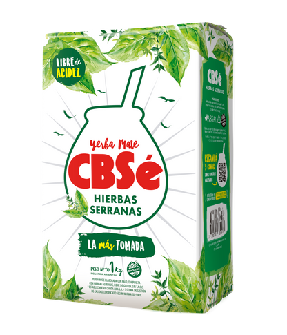 Paquete de yerba mate argentina marca CBSé sabor hierbas serranas. Tango Foods Caribe 500g – Panamá