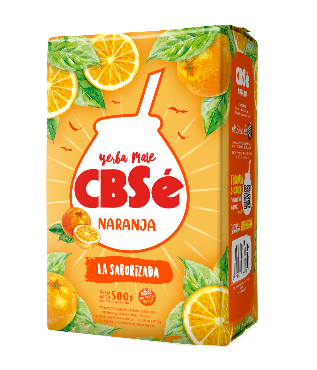 Paquete de yerba mate argentina marca CBSé sabor naranja. Tango Foods Caribe 500g – Panamá