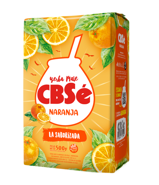 Paquete de yerba mate argentina marca CBSé sabor naranja. Tango Foods Caribe 500g – Panamá